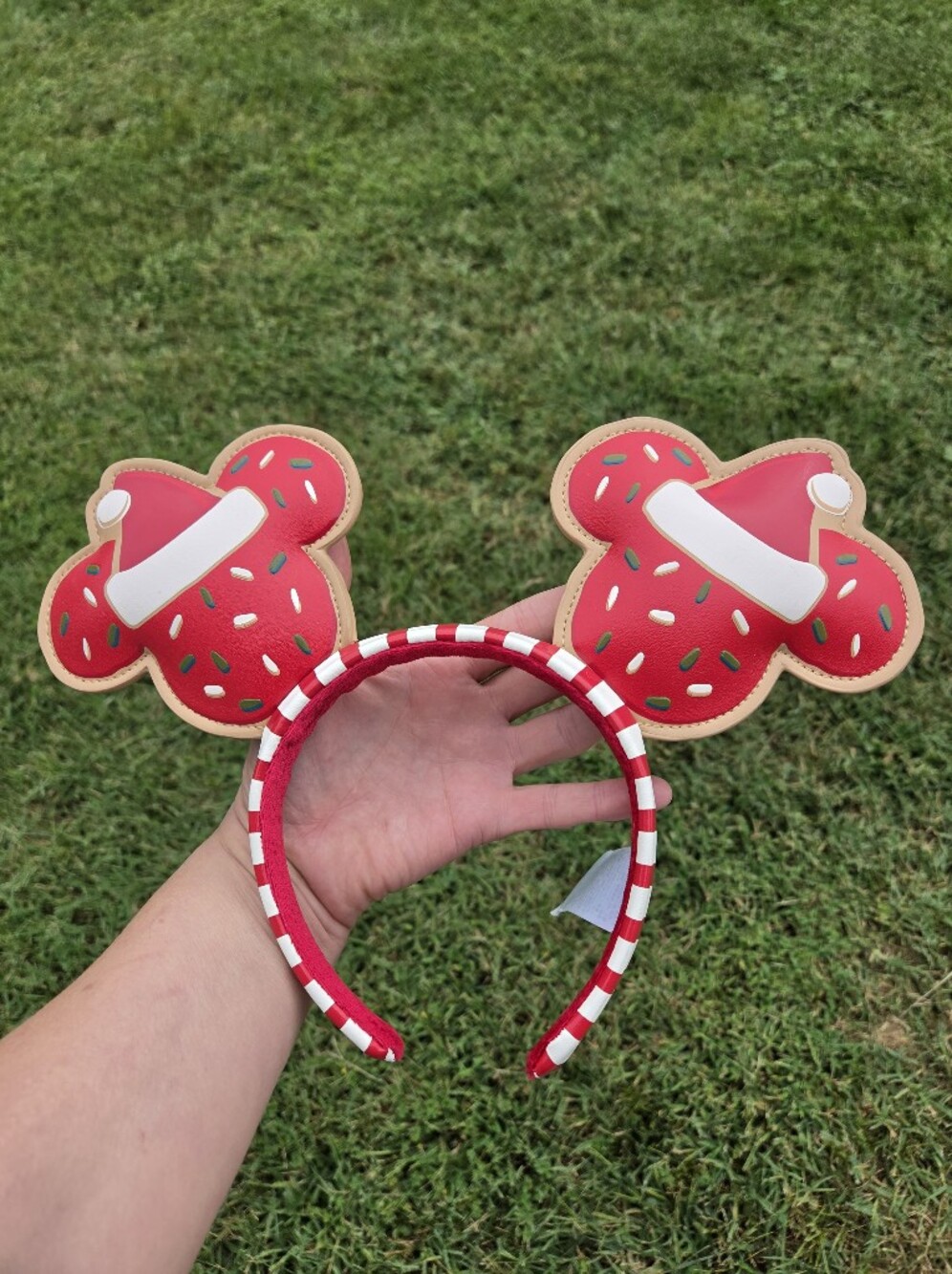 Disney Red & White Candy Cane Gingerbread Mouse Ears Headband